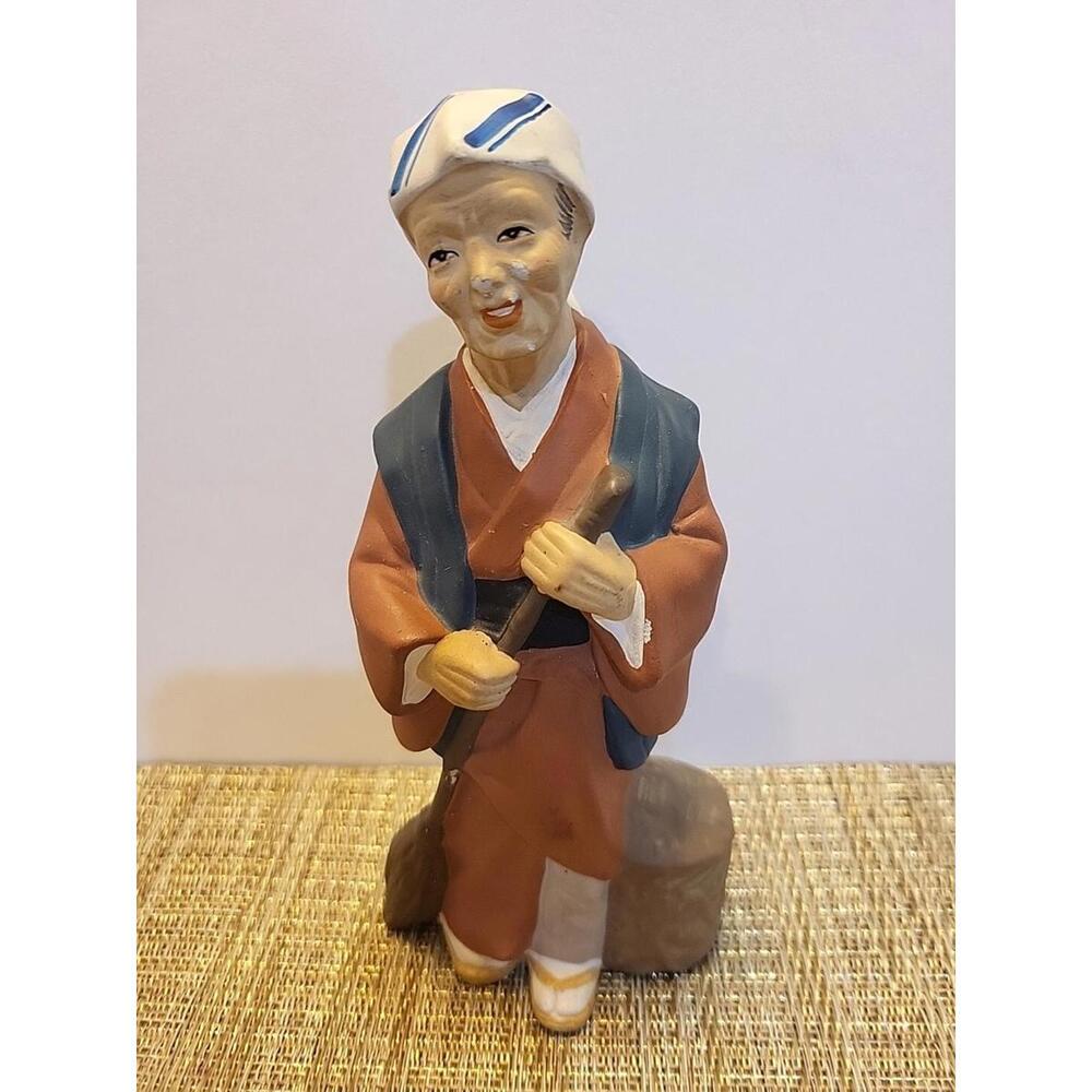 Vintage Norcrest Japanese Woman With Broom Chipped FACE